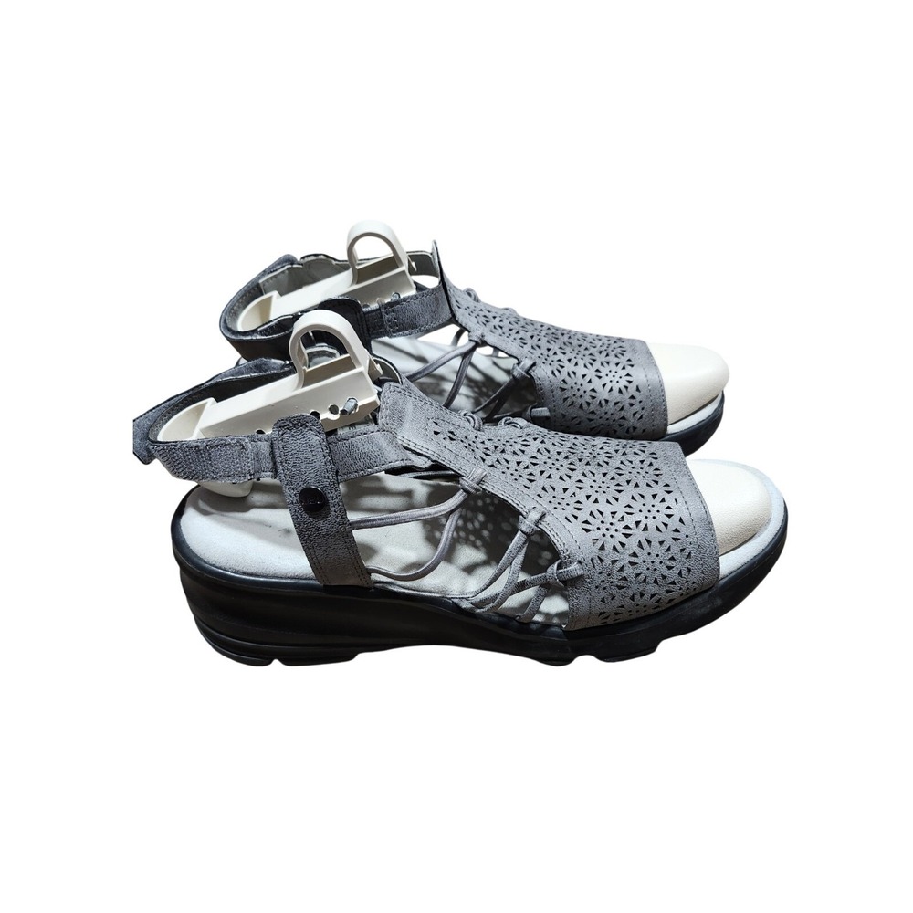 JBU by Jambu Womens Memory Foam Comfort Wedge Sandal Silver Pewter Size 10